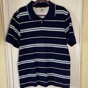 Club Room Men’s Polo Shirt | Navy & Light Blue Stripes | Size L